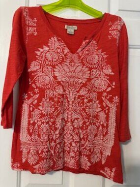 Lucky Brand Red 3/4 sleeve T-shirt Sz M